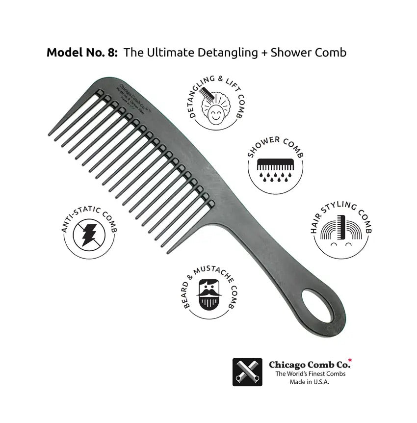 Chicago Comb Co. Model No 8 Carbon Fiber